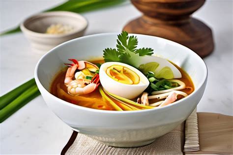  Laksa Johor: Uma Sinfonia Picante de Camarões Frescos e Noodles Macios em um Caldo Cremoso de Coco!